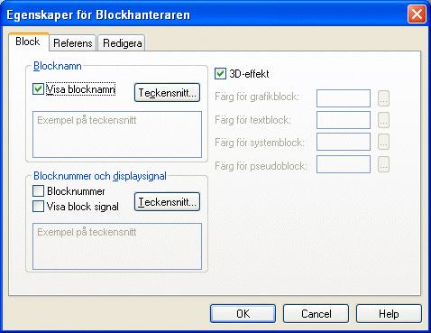 3.23 Menyn Blockhanteraren Konfiguration med konfigurationsverktyget Menyn Blockhanteraren är tillgänglig när Blockhanteraren är aktiverad eller visas.