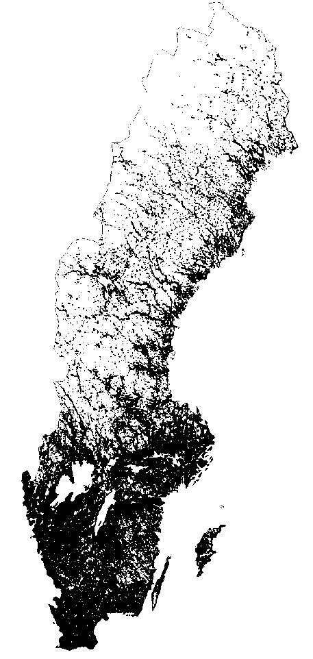 Karta 2 Befolkade kilometerrutor i Sverige 1.3.1 Fortsatt urbanisering Sverige har en mycket koncentrerad befolkning.