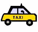 taxi Pictogram - stiliserad svartvit bild, möjlig att generalisera.