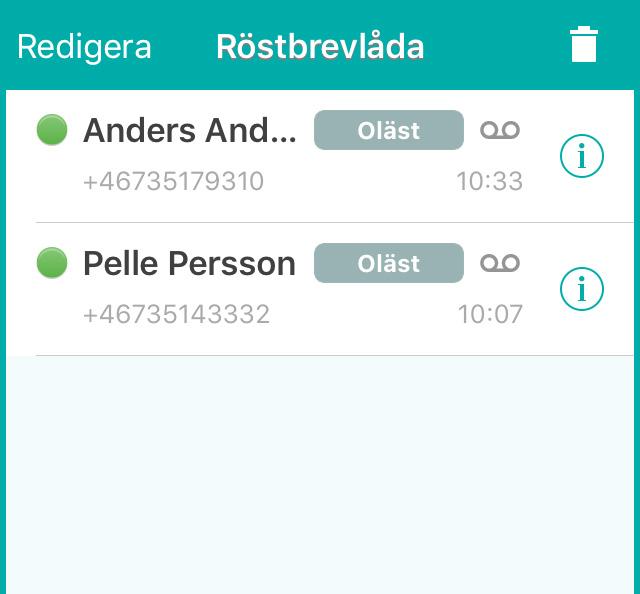 i appen och mobilen Radera meddelanden i appen Radera alla meddelanden 1 1 Visa röstbrevlådan och klicka