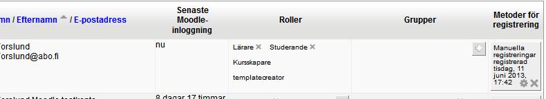 längst t.h. under "Metoder för registrering" på krysset för studenten ifråga (dvs. stryk inte endast deras roll som student eller lärare).
