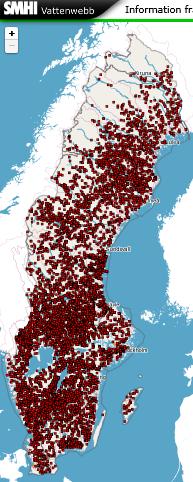 Stora dammar > 15 m, < 3 miljoner m3