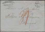 000:- Denmark / Danmark Denmark, prephilately / Danmark, förfilateli 3200K Folded letter dated London 27 Maÿ 1854 sent to Fehmarn, Holstein, via KDOPA HAMBURG 29.5. Accountancy mark 3½ GROSCHEN.