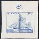 (é) 700:- 3673 F57 Faroes. 1980 Pews I 1,10 kr. Plate-proof with beige background colour. (é) 700:- 3674 F57 Faroes. 1980 Pews I 1,10 kr. Plate-proof with light-brown background colour.