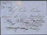 1859, praktavtryck på brev sänt till Stockholm, och sedan eftersänt till