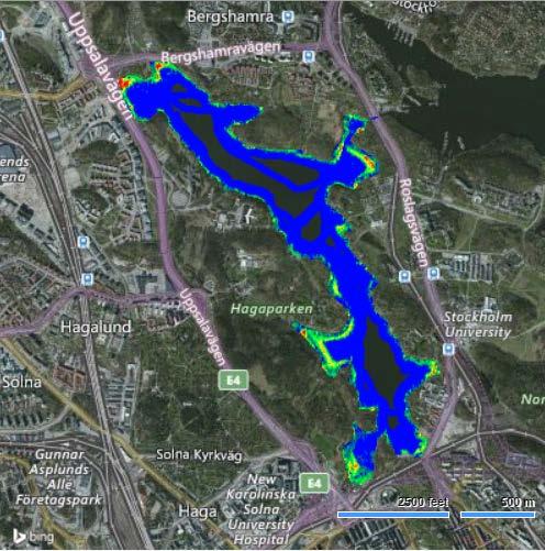 Bild 3: Heat map över Brunnsvikens vegetationsutbredning.