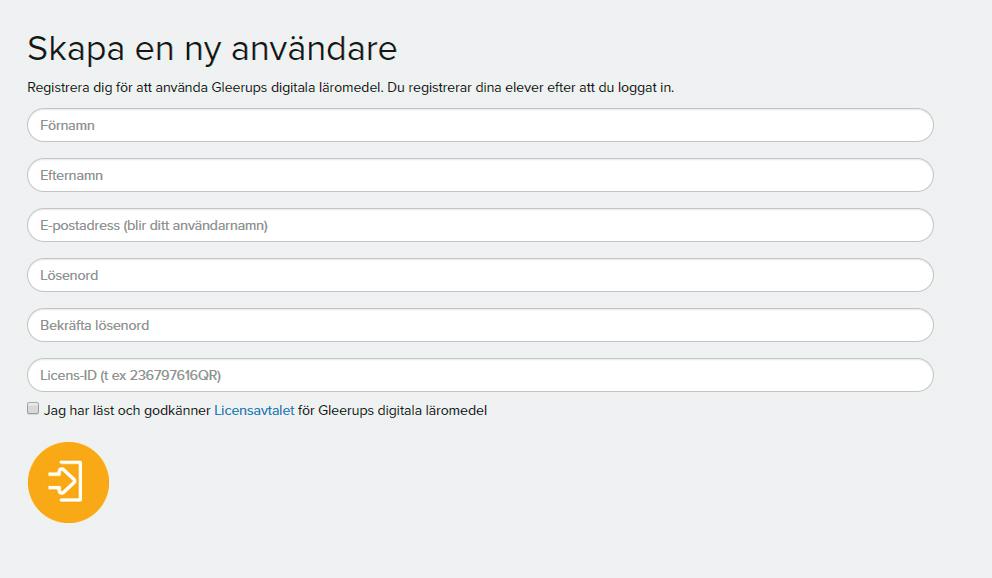1. Registrera dig som ny användare Gå till www.gleerupsportal.se Klicka på Ny användare Fyll i namn och e-postadress.