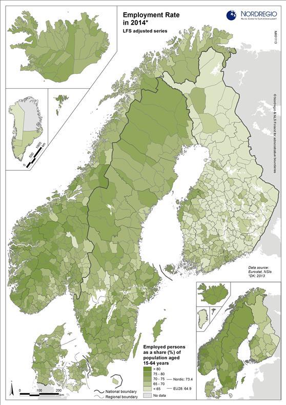 Personal och kompetensförsörjning Andel sysselsatta 16-64 år i kommuner 2014 Förvärvsgrader 2040 eftergymnasial