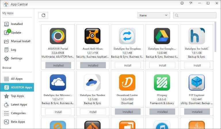 App Central OBS! Denna funktion kan variera beroende på vilken NAS-modell som används. Du kan använda App Central för att hämta appar som lämpar sig för användning med din NAS.
