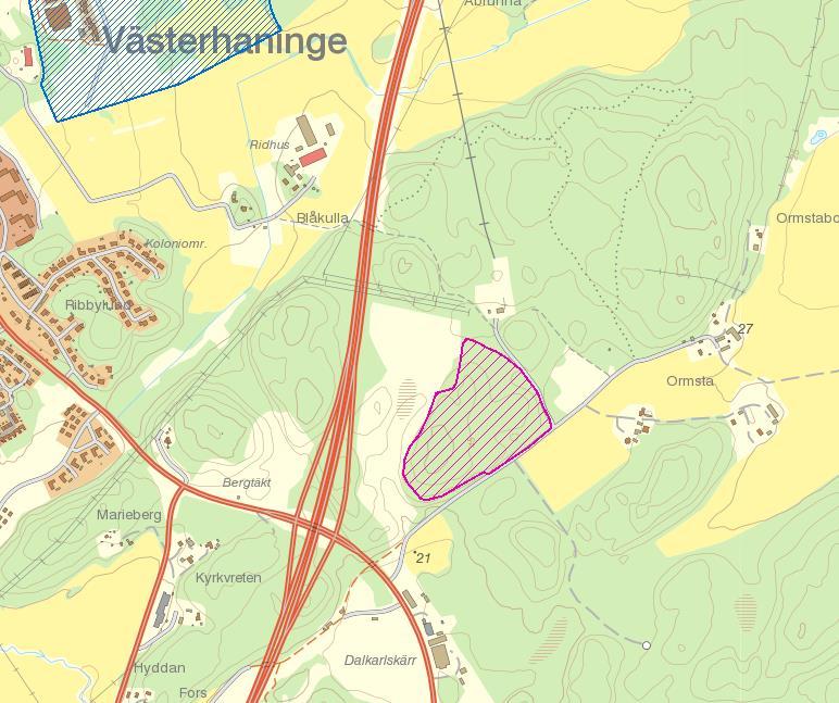 Vattenskyddsområde Fuchs tomt Naturskogsartad barrskog Figur 4. Fuchs tomt i förhållande till Åby vattenskyddsområde (blått) och ett område med naturskogsartad barrskog (rosa).