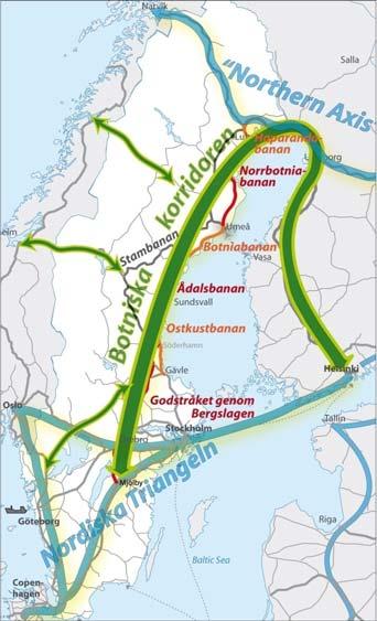 Botniska korridoren & Malmbanan Svenska och finska regeringen har föreslagit att Botniska korridoren och Malmbanan ska ingå i
