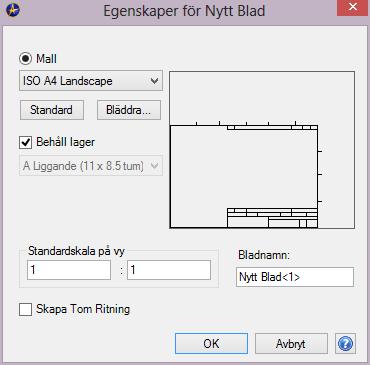 Övning 3 Ritningar Skapa en ritning Stäng ned alla dokument förutom huvudmenyn. Starta en ny ritning genom att klicka i menyn Ny Ritning.