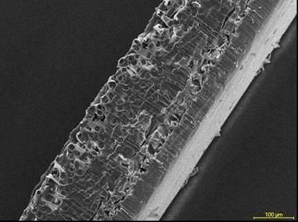 HUBER Membraneknologi Membran-bioreaktor (MBR) processen i stort Membranens struktur Asymmetric composite