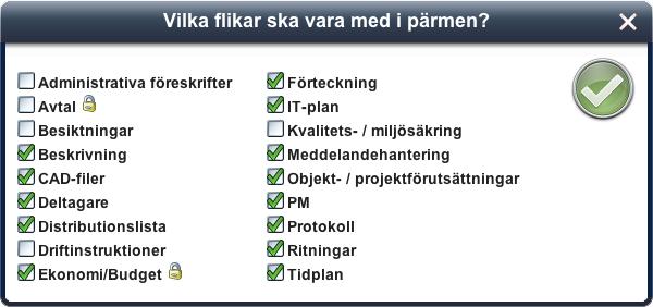 Skapa en projektpärm Skapa en ny projektpärm Genom att klicka på symbolen Skapa ny pärm längst ut till höger på skärmen kan du enkelt starta en ny projektpärm.