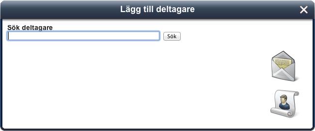 Anslut deltagare Deltagare ansluts till projektpärmen genom att klicka på ikonen Lägg till deltagare. Det går att söka efter deltagare som redan är registrerade i ibinder.