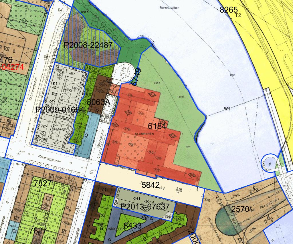 Sida 6 (10) Planmosaik som visar gällande detaljplaner. Ungefärlig avgränsning av Fastigheten Klamparen 7 markerad i rött. Strandskydd Strandskydd gäller ej inom området för gällande detaljplan.