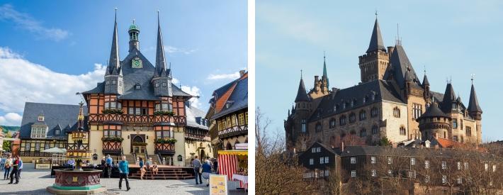 Wernigerode (47.7 km) "Den anrika staden vid Harz" Wernigerode och Wernigerodes slott. Slottet är beläget på höjden över staden.