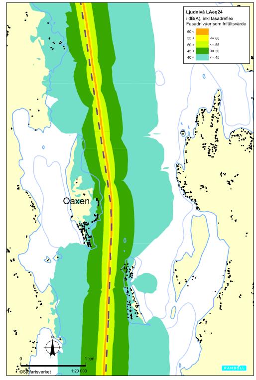 Grönt avser 55 dba ekvivalentnivå. 4.2.