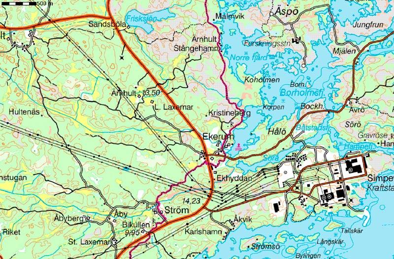 Länsväg 743 N 3 4 3. Inkapslingsanläggning 4. Simpevarpshamnen Figur 3-6. Transport med kapsel från 3 till 4. 3.1.