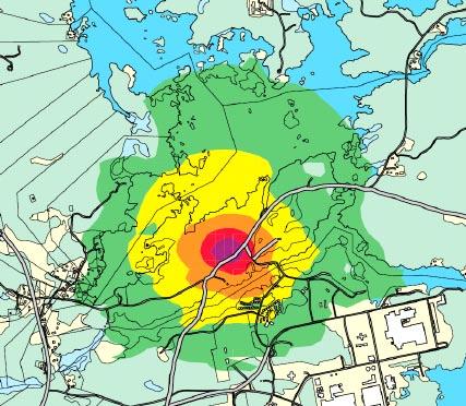 N Länsväg 743 Evakueringsfläktar Figur 4-12. Preliminära lägen för evakueringsfläktar i Simpevarp. 4.6.