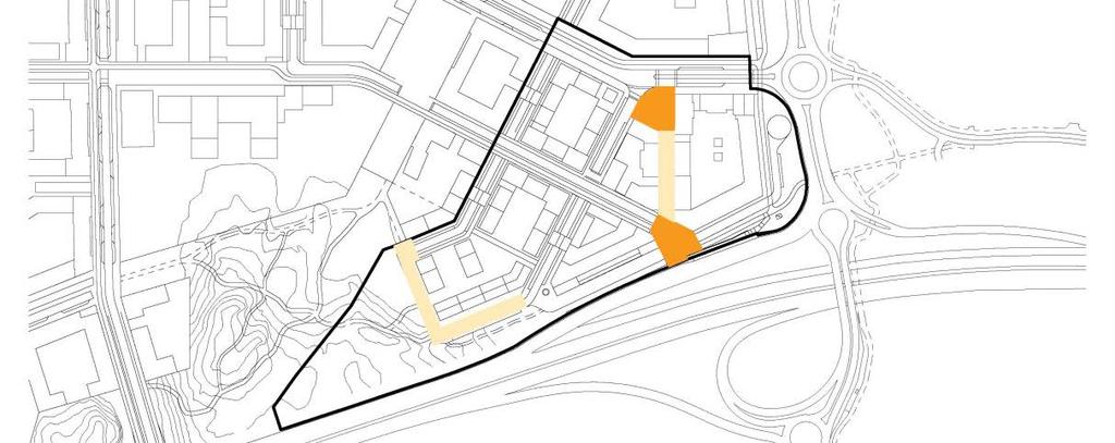 Illustration torgens läge Täby park Torgstråket (GATA 11) Torgstråket hör samman med GATA 11, ges offentlig karaktär och länkar torget invid Boulevarden med torget i söder.