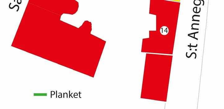 är markerat med grönt. Figur 4. Planritning, med schakt A-D markerade. 1. Utjämningslager.