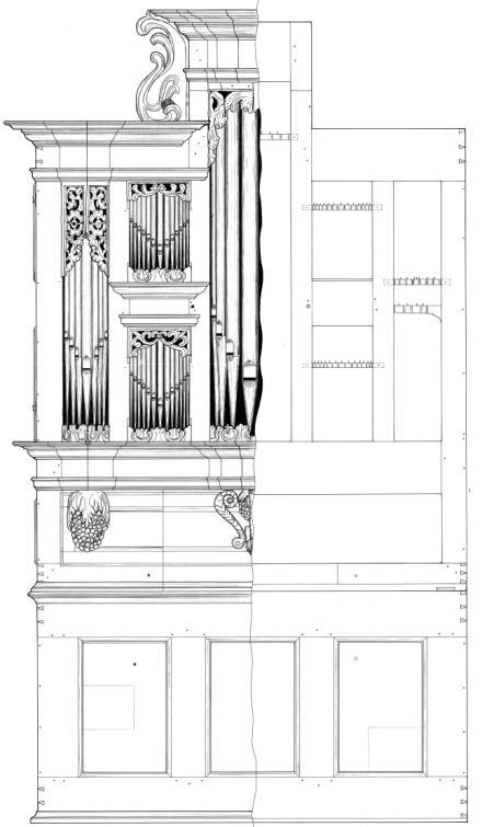 Linköpings stift: Orgelinventering etapp 1 RAPPORT 13(108) Den klassiska orgeln tillkomen före ca 1860: grund, bred och hög uppbyggnad, mekanisk och verksfasad m.m. Den så kallade Virestadsorgeln av Hans Henrich Cahman på Smålands museum i Växjö.