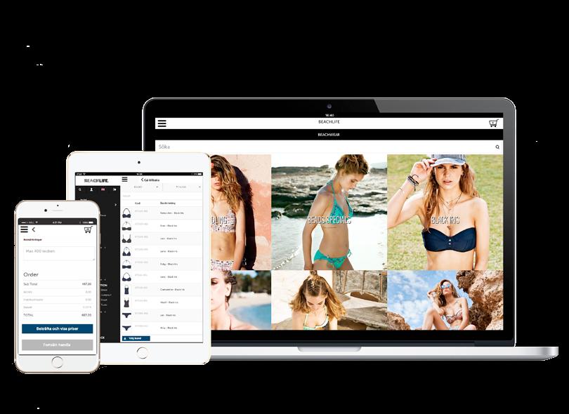Mobil användning Med Portal4Sales kan dina kunder logga in och via en lookbook eller katalog se artiklar med sina egna uppgifter för att sedan beställa dem från dig.