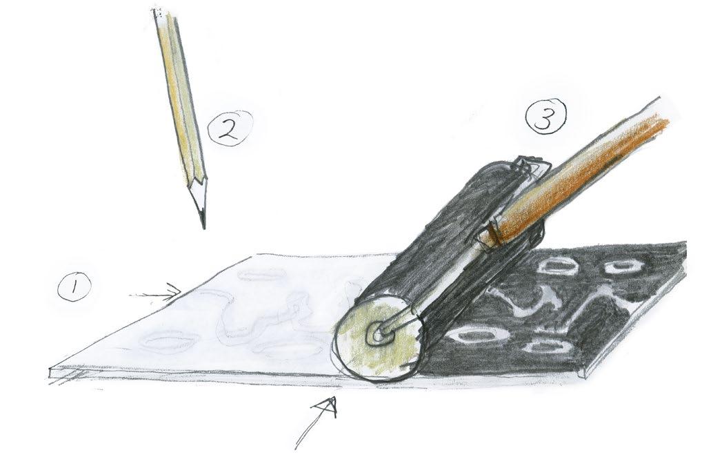 Det här behöver du: skumplast blyertspenna tryckfärg papper roller Vi hänger