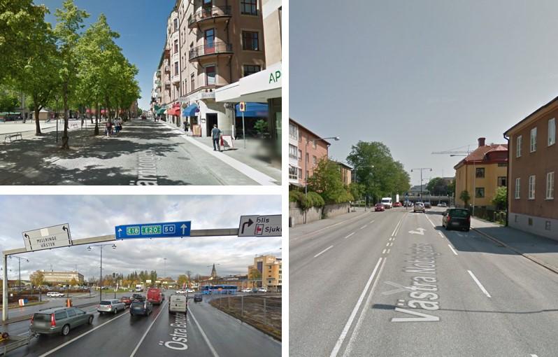 9 Västra Nobelgatan riskerar bussen att fastna i köbildning under högtrafik. Därtill korsas tre högtrafikerade gator på en relativt kort sträcka. Figur 9-10 Gator av mycket varierande karaktär.