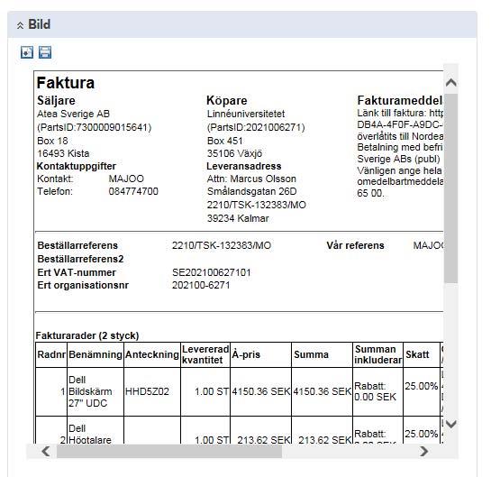 4.4 Bild Genom att klicka på bilden (skannade fakturor) får man upp bilden i