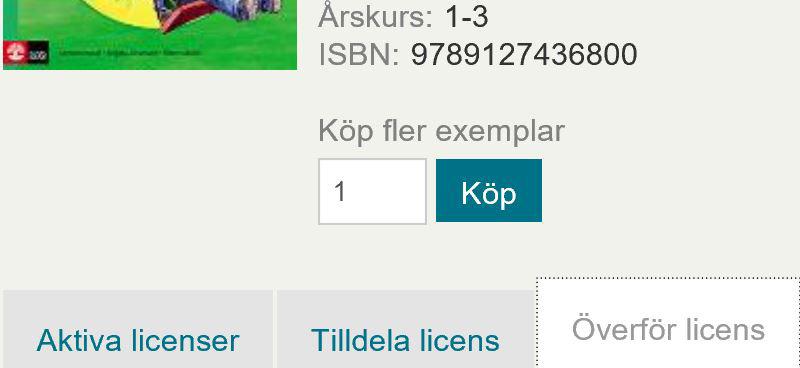4. Överför digitala läromedel till lärare Klicka på Hantera licenser på Mina sidor vid det digitala läromedlet som du vill överföra till en annan lärare.