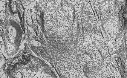 49 Figur 3.22. En detaljerad terrängmodell gjord av FORAN kan användas för att beräkna mängd vatten som passerar varje punkt på svensk skogsmark.