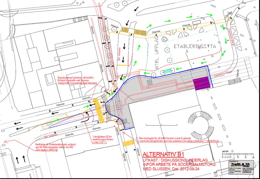 Trafikanordningar Södermalmstorg april juli 2013