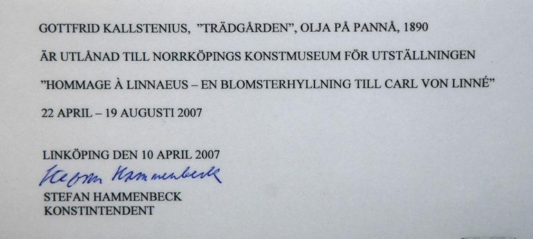 Det här exemplet från Östergötlands länsmuseum visar på en bra säkerhetskultur. Här kan alla, besökare som personal, se varför den här tavlan inte finns på sin plats. Foto: Lisa Nilsen.