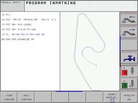 Användning av programmeringsgrafiken Flexibel konturprogrammering FK Välj bildskärmsuppdelning PROGRAM+GRAFIK!