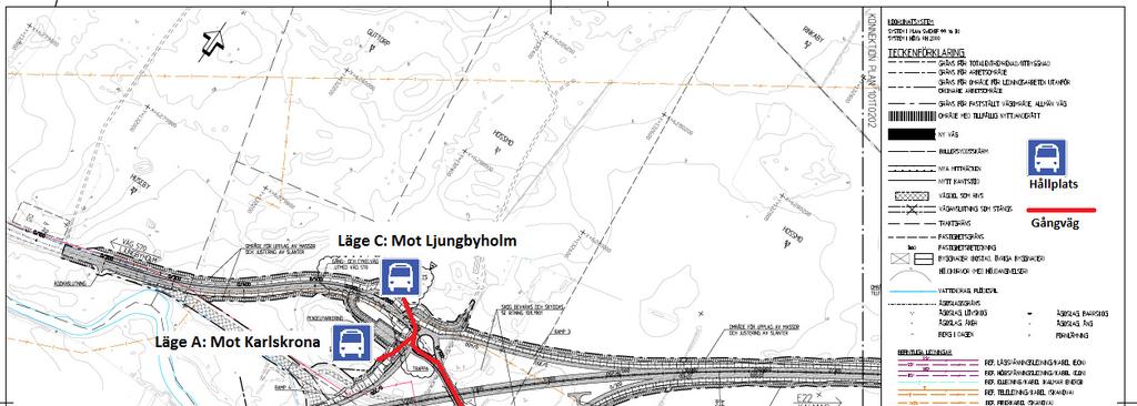 Sidan 6 (6) Information byteshållplats Hossmo E22: Resande från Rinkabyholm mot Karlskrona: Linje 403 stannar vid läge C. Resenären går till läge A. OBS!