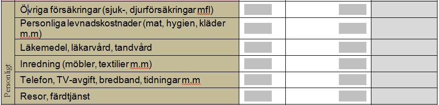 12 (17) Hemtjänst Här tar du upp om huvudmannen har haft hemtjänst. Även eventuella omsorgsavgifter till kommunen redovisas här.