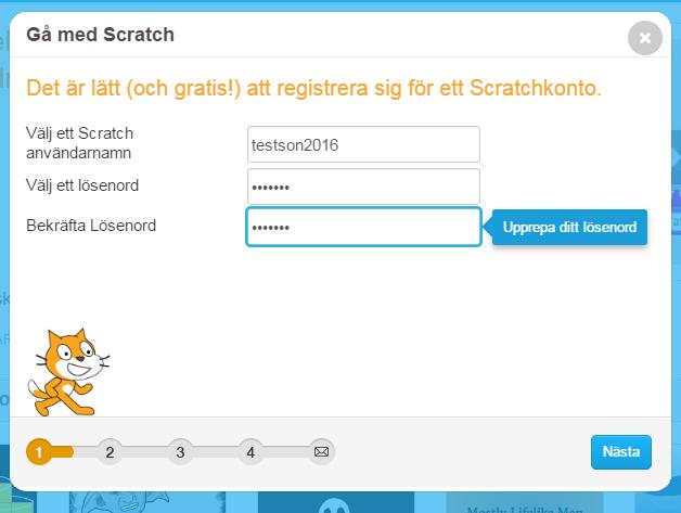 Skapa användare till Scratch 1. Gå till https://scratch.mit.edu/ och klicka på Gå med Scratch 2.