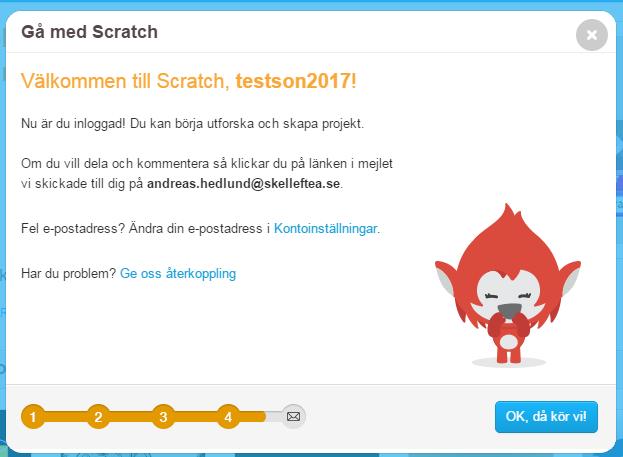 4. Nu har du skapat ditt Scratch-konto och får det
