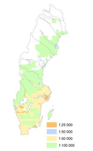 Fastmark: mark med berg, morän, isälvssediment, grus, sten, blockjord definieras i denna produkt som Fastmark.