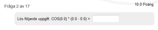 Variabelfråga (Calculated question) En variabelbaserad fråga beräknar nya svar för varje test, baserat på variabler vars värde ändras varje gång.