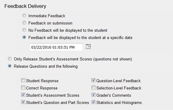 Visning av resultat, feedback och kommentarer Visning av resultat beror dels på inställningar under Gradings and feedback och dels på typ av fråga.