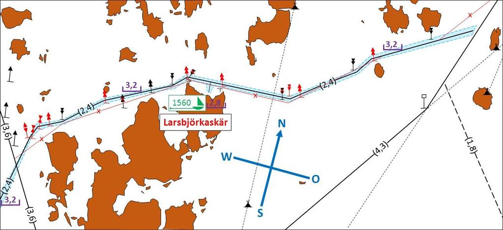 Farled 781 Farleden har tidigare utgjort allmän lokal farled i klass sex (båtrutt) med indikativt ledgångsdjup 1,5 m och har vid midsommar 2015 uppgraderats till djupsäkrad allmän lokal farled i