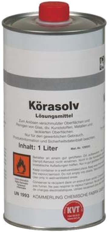 Förbehandling Förtunning och rengöringsvätska Körasolv GL / Körasolv PU Körasolv GL Mångsidig rengöringsvätska till verktyg och ytor. För användnig med silan modifierade polymer produkter (Körapop).