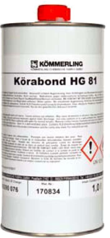 Förbehandling Rengöringsvätska och primer Körabond HG 81 / Körabond HG 92 Körabond HG 81 Till förbehandling av PUR och SMP produkter på icke-sugande ytor som metaller (aluminium, stål, rostfritt