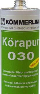 Lim- och fogprodukter 1-komponent Polyurethan Körapur 030 Körapur 030 Elastisk, fukthärdande 1-komponentslim och tätningsmassa till karosseri, Container, metall och ventilationsindustri mm.