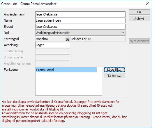 Uppstart Çrona Portal 4 Välj roll för att välja behörighet till asstest för inloggningen. 5 Välj företag och avdelning, kundansvarig eller brukarnummer.
