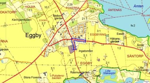 9. Eggby samhälle 0,4 km Allmänt Denna sträcka går genom Eggby samhälle. Tomterna går ända fram till vägområdet och sköts som gräsmattor. Några stora fält och grusplaner finns också.