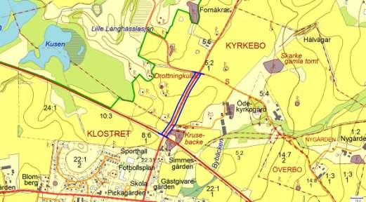 Skräparter Längs med denna sträcka påträffas bl. a jättebalsamin och knylhavre. Mål Vägsträcka med en mycket artrik flora. Åtgärd Sträckan bör skötas med sen slåtter och uppsamling av höet.